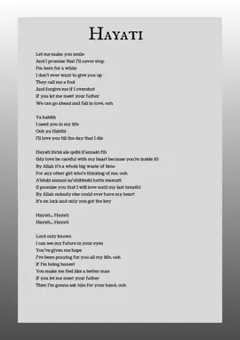 Hayati lyrics full #hayati #harrisj #harrisjofficial #fyp #viral 