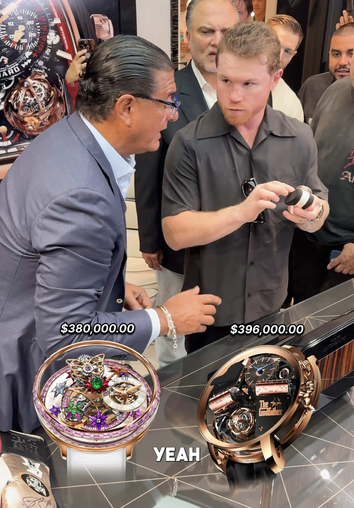 Champions choose nothing but the extraordinary. 🥊💎 In New York City, Mexican boxing legend Canelo Álvarez visits the @Jacob & Co. flagship to select the ultimate gift for his queen – the $380,000,00 Fleurs de Jardin, a dazzling mechanical bouquet where each petal dances to the rhythm of Swiss haute horlogerie. 🌸✨ On his own wrist? The legendary Opera Godfather in 18K Rose Gold – $396,000.00 of pure artistry, with a triple-axis tourbillon and a musical mechanism that plays The Godfather theme 🎵🔥 Because when you’re at the top, you don’t just tell time – you own it. • 📸 edit vertigo1983 • #Canelo #JacobAndCo #OperaGodfather #FleursDeJardin #HauteHorlogerie #luxurylifestyle 