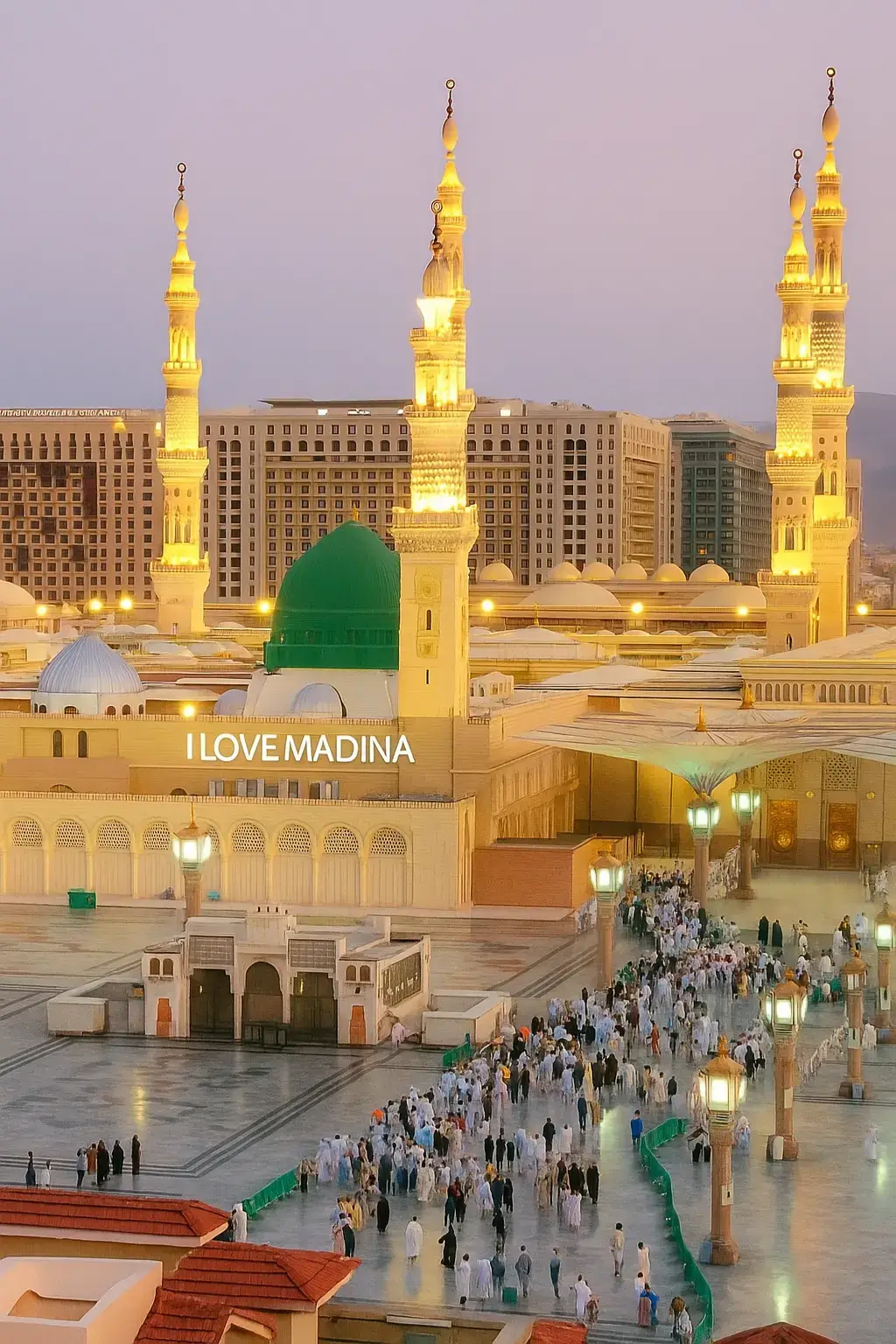 Madinah, the City of the Prophet, shines bright A beacon of faith, where Islam's history takes  flight The Masjid an-Nabawi, a mosque of grandeur and might Where the Prophet  Muhammad's tomb is a sacred sight The city's streets are lined with date palms, green and tall A tranquil oasis, where faith and peace  enthrall Madinah's rich history and heritage are palpable and real A place where Muslims from all over the world come to feel The city's @TikTok  warm hospitality and welcoming smile Make it a place of pilgrimage, worth traveling a long while.