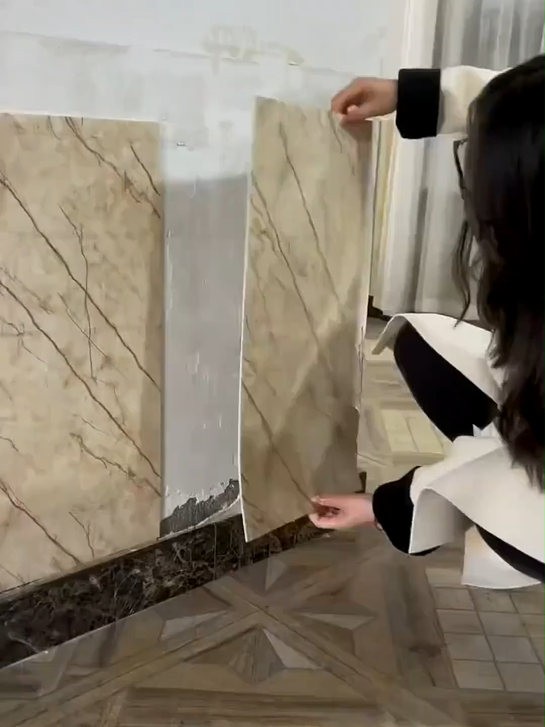 #PVC柔性墙贴纸自粘防水防霉防潮仿大理石瓷砖贴装饰墙面翻新