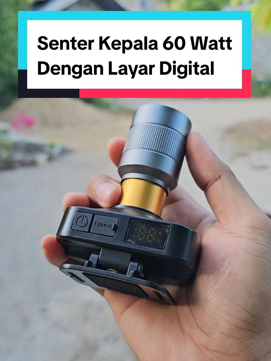 senter kepala aoki 60 W super terang bisa zoom dengan layar digital #senterkepala #senterled #sentersuperterang 