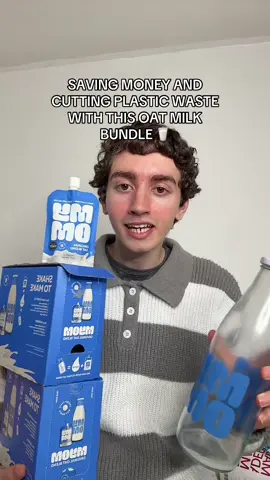 If you want to start saving money  and reducing plastic waste, you need this oat milk bundle!! It includes a free glass bottle as well as 16 pouches of ready made oat blend!! Only takes a few minutes to make! Perfect for cereal, coffee, and matcha too! #oatmilk #oatmilklover #dairyfree #ecofriendlyproducts #homemadeoatmilk #myom #bulkbuying #tiktokmademebuyit 