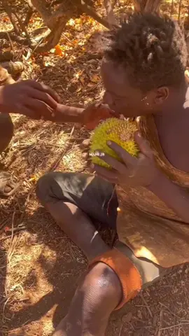 The first time Chaaba, Dudukwe and the Hadzabe hunters saw this Asian fruit #hadzabetribe #hadzabe #chaba #dudukwe #hadzabehunter