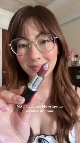 Swatching another viral nude brown lipstick from @maccosmetics - Signature Move on my olive skintone 🤎  #maccosmetics #signaturemove #swatches #fallmakeup #lipstick 