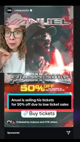 Anuel is selling his tickets for 50% off due to low ticket sales #anuel #anuelaa #anuel_2blea 