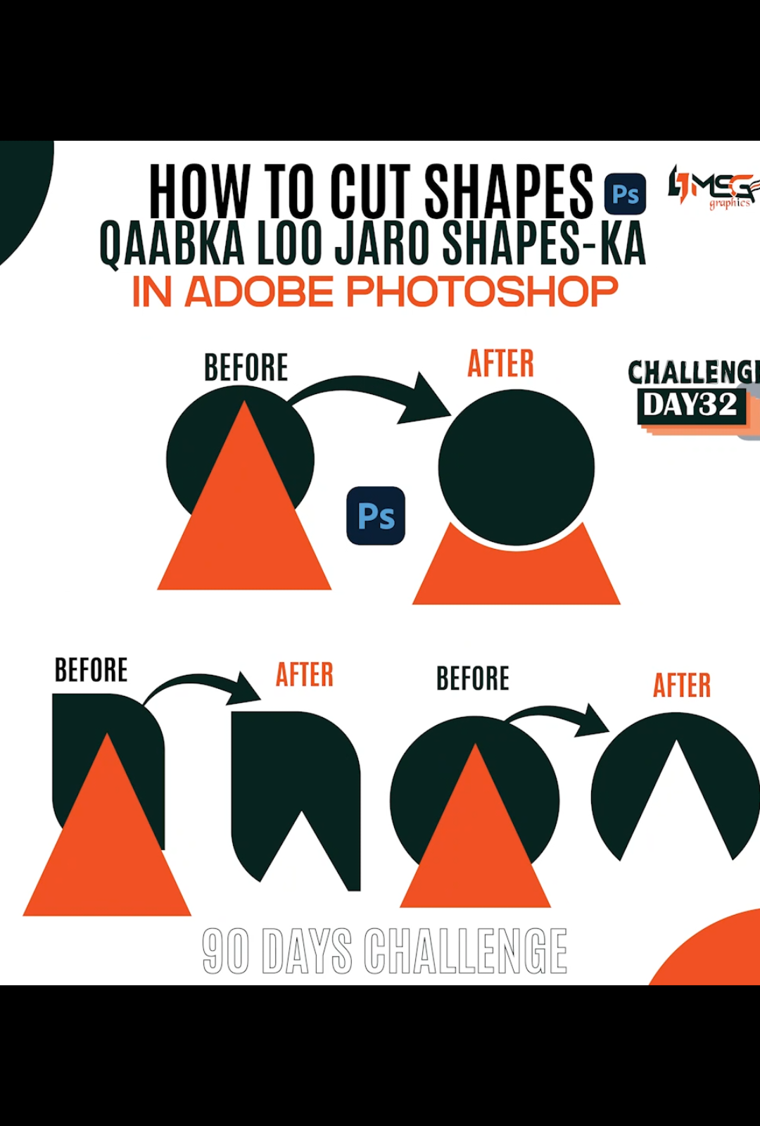 #creatorsearchinsights Day 32/90.. Qaabka shapeska loo jaro Adobe Photoshop.. #msggraphics1 #designer #fyp #somalia 