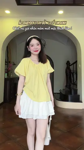 Áo babydoll tay bồng cổ tim xinh #aobabydoll #aobabydollxinh #aoxinh #outfitideas #OOTD 