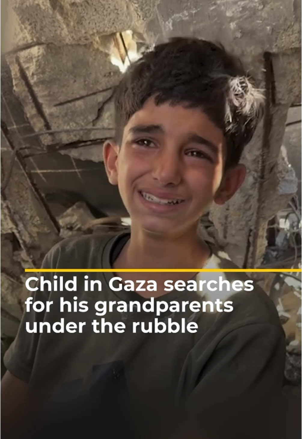 A Palestinian photographer filmed as this boy, Hammoud, searched for his grandparents amid the rubble in Gaza, following an Israeli strike in Gaza City. #news 