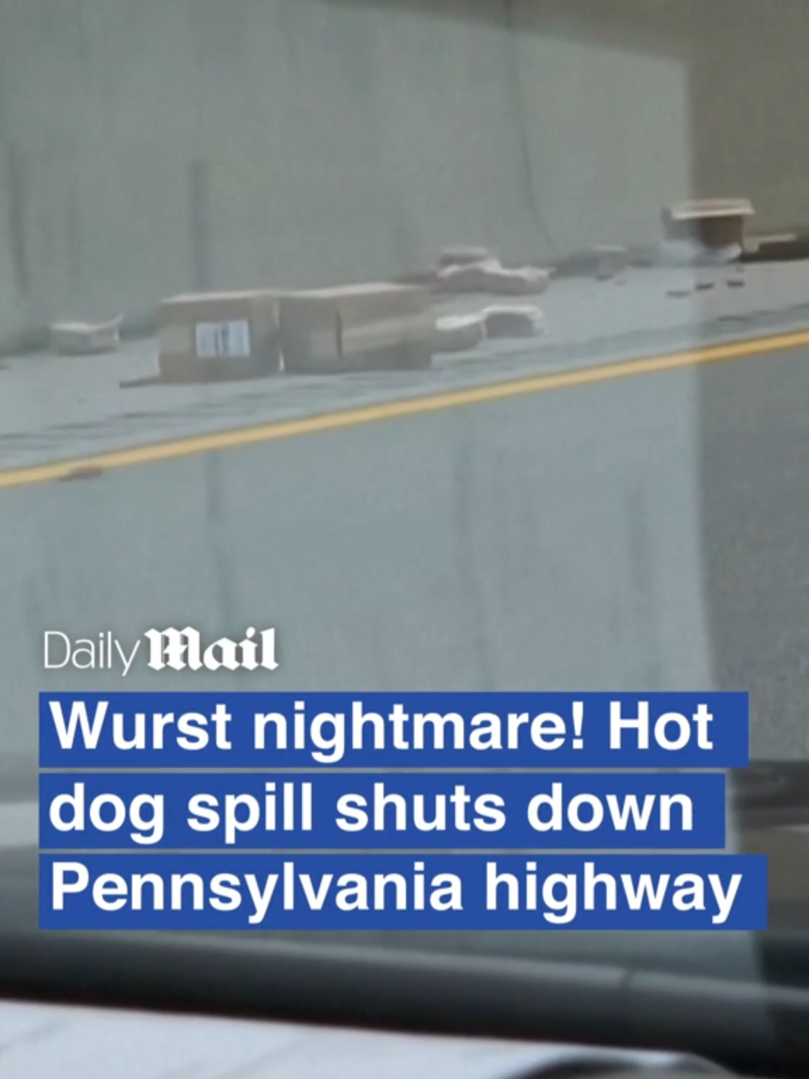 A truckload of hot dogs spilled across a Pennsylvania interstate after a crash that clogged the road in both directions.  State police said a tractor trailer had a mechanical problem on Interstate 83 a few miles north of the Maryland line, causing it to push into a passenger vehicle.  When the truck scraped along a concrete divider, its trailer was ripped open and the hot dog contents scattered. Read the full story at Daily Mail #US #pennsylvania #truck #crash #hotdog