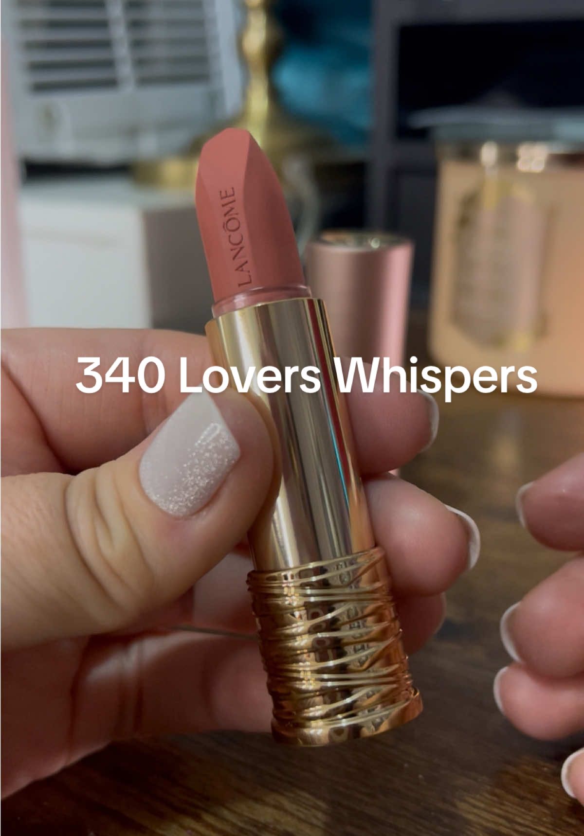 Lancôme Intimatte in the shade 340 Lovers Whispers💄 I love a peachy neutral matte lipstick🥹✨ #lancome #mattelip 