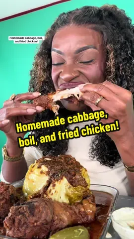Homemade cabbage, boil, and fried chicken!
