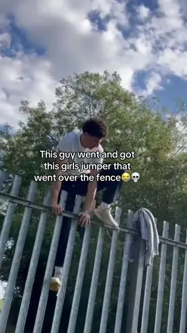 These boys threw this girls jumper over the fence but then this guy came out of nowhere and jumped the fence to get it for her but then he left in an ambulance 😭 ⚠️tw this is fake #fyp #viral 