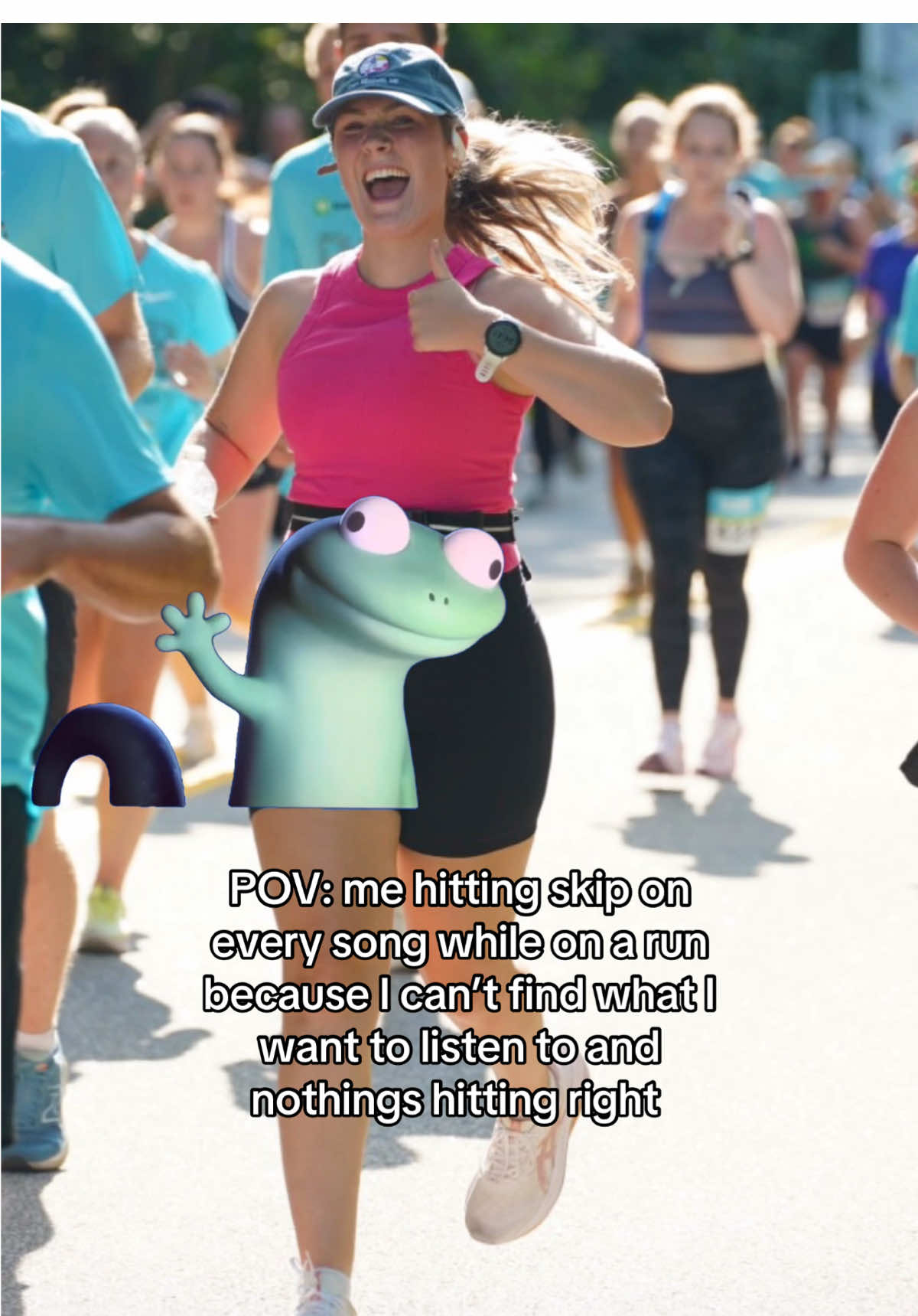 Every 30 seconds during my race: “hey siri skip this song” (that’s what I get for not making a playlist) #Running #runner #runtok #runningtiktok #lizard #raceday #runningmusic 