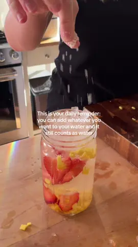 Hydrating after a long weekend in the sun 🌞 Strawberry, mango, lemon & a pinch of mineral salt 💦🍓🥭 #romanticizeyourlife #watercocktail #watertok #hydrationtips 