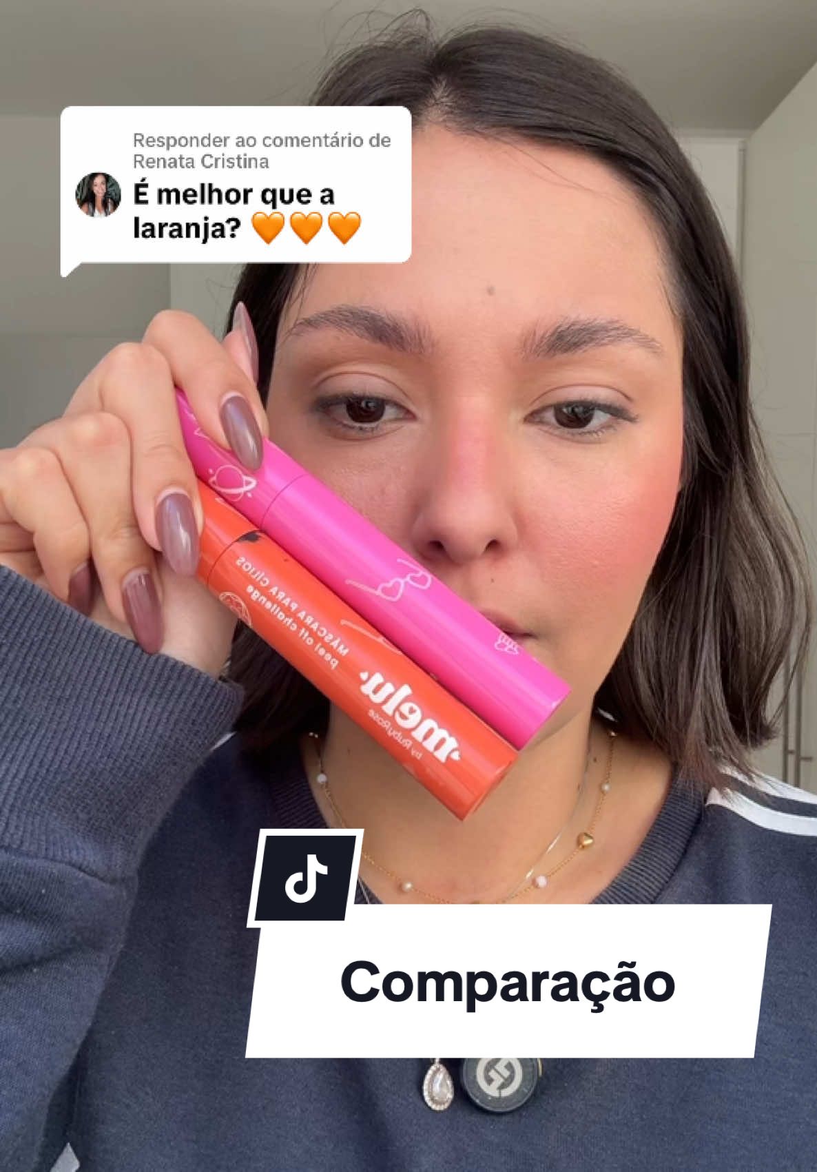 Respondendo a @Renata Cristina  comparando as duas máscaras de cílios da @Melu Maquiagem  #melu #rimel #mascaradecilios 