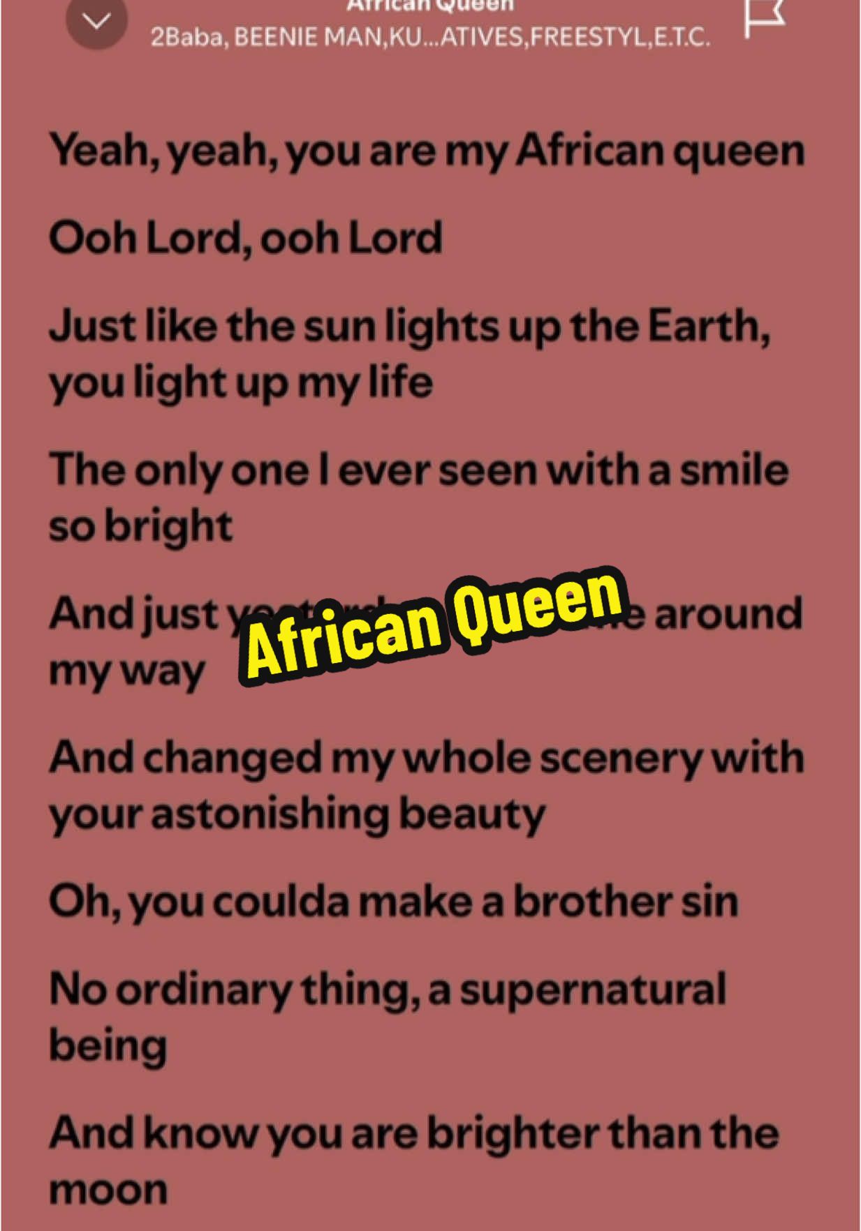 African Queen - #fullsong #spotify #fyp #lyrics #tremdingvideo #tiktokviral #lyricsvideo #music #song #lyrics_songs 