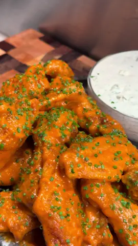 Crispy Buffalo Wings with Blue Cheese Ranch - full recipe and long form video now up on Substack, link in bio! 🔥🍗 #wings #buffalo #EasyRecipe #EasyRecipes #FoodTok #cooktok #asmrfood #chickenwings #ranch #bluecheese #friedchicken 