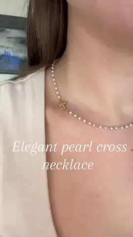 The most gorgeous and unique pearl cross necklace I love this short design perfect for a stacking piece or for a higher neckline.@Tewiky #tewiky #crossnecklace #pearlnecklace #fashionjewelry #affordablejewelry 