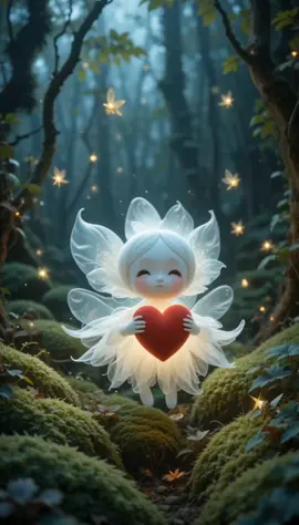White camellia flower creature #cute #fairy #cutebaby #kawaii #chibi #whimsical #white #heart 