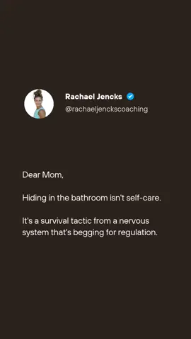 Hiding from your kids in the bathroom isn’t self-care. It’s your nervous system waving the white flag. You don’t need more hiding spots. You need regulation. Comment CALM and I’ll send you my free 5-Minutes to Calm reset.