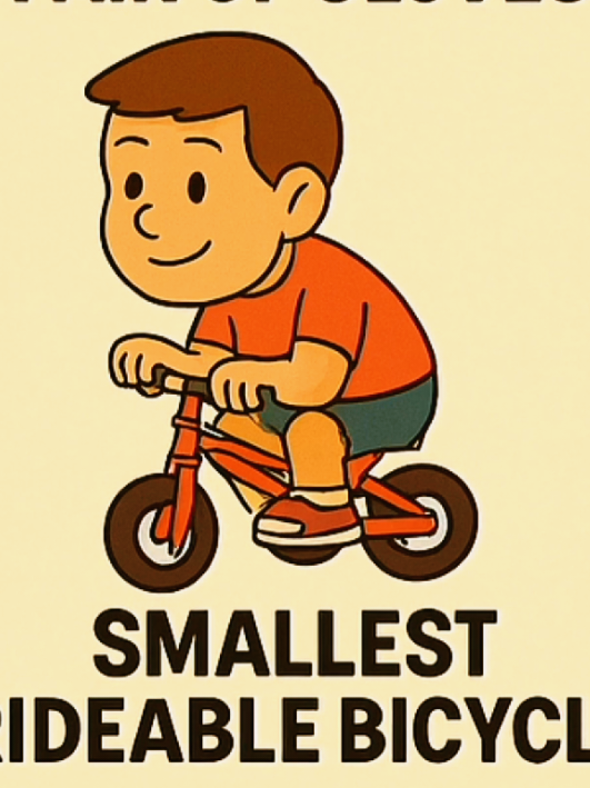 Part 25 | The smallest rideable bicycle is 8.4 cm (3.31 in) and was achieved by Sergey Dashevsky (Russia), in Moscow, Russia #humanrecord #worldrecord #fyp #firal #bicycle 