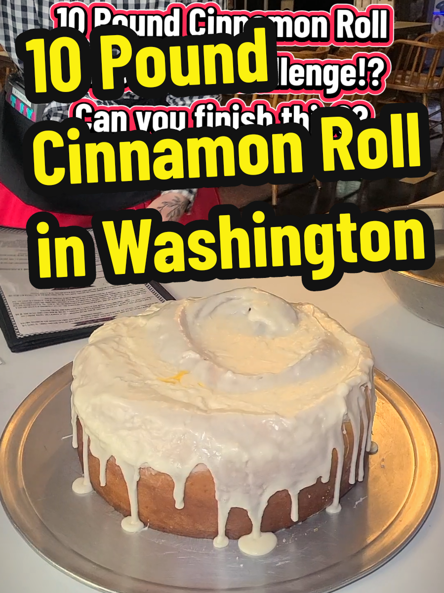 Can you finish the massive 10 Pound Cinnamon roll from Stuffys II known as the Bear Roll? It's only been completed twice and comes with a 75 time limit. Could you do it? Let me know! #cinnamonroll #desserts #foodies #eatlocal #travels #washington #shocking 