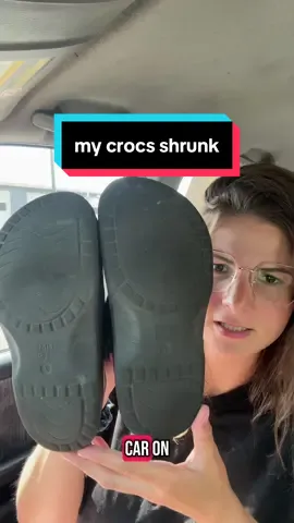 @Crocs they’re knock offs bc I’m poor :/ is this why they shrunk #crocs #shrinkingshoes #sunnyday #hotcar 