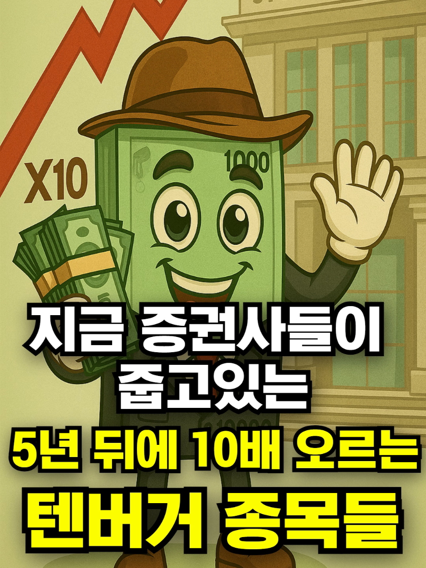 지금 증권사들이 줍고있는 5년 뒤 10배 오르는 텐버거 종목들