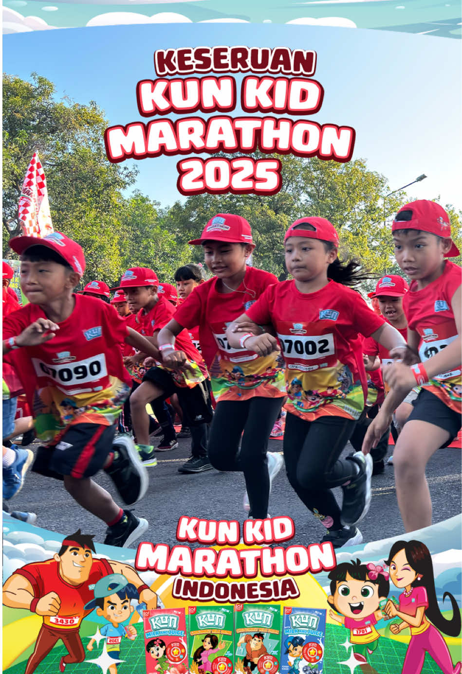 1.500 adik-adik telah menyelesaikan Kun Kid Marathon di Surabaya hari ini! Banyak cerita seru dan hangat dari para adik-adik dan orang tua yang sangat mengharukan! Terima kasih telah menyukseskan dan bagian dari keseruan #DuniaSeruKun! Yuk terus berlatih bersama KUN setiap hari dan terus pantau kartun dan animasi di media sosial LOF KUN Indonesia! #DuniaSeruKUN #LatihanSeruKUN #KunMarathon #IndoRunner 