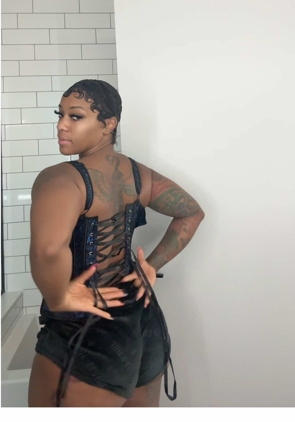 Serving waist, lace, and attitude. This corset top ain’t for the weak — she’s for the ones who own the room. Get yours while it’s hotttt 💅🏽✨  #foryoupage #fyp #corset 