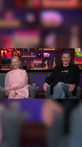 Andy is stanning Pamela Anderson and Liam Neeson #WWHL