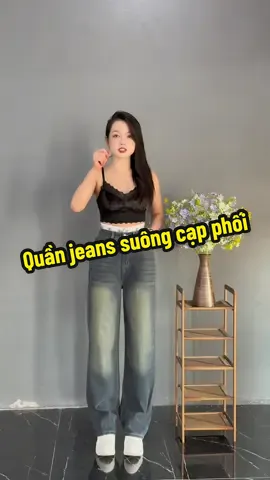 Quần jeans suông trẻ trung cá tính#jeans #quan #quanjeans #myhanhstore #tiktokshop #thoitrang #phoidoxinh 