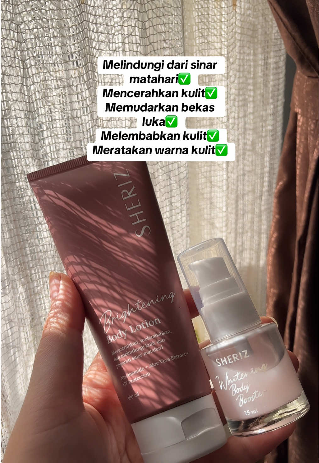 Brightening body lotion + whitening body booster hasilnya gong banget bekas luka memudar @SHERIZ @OWNER SHERIZ #bodycare #sheriz #lotionwhitening 
