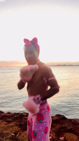 Nyatial Arts Kitty Shell session at sunset. Hoping to make a kind sunset damsel smile #kawaii #coquette #kitty #martialarts #fashion #hairstyle 