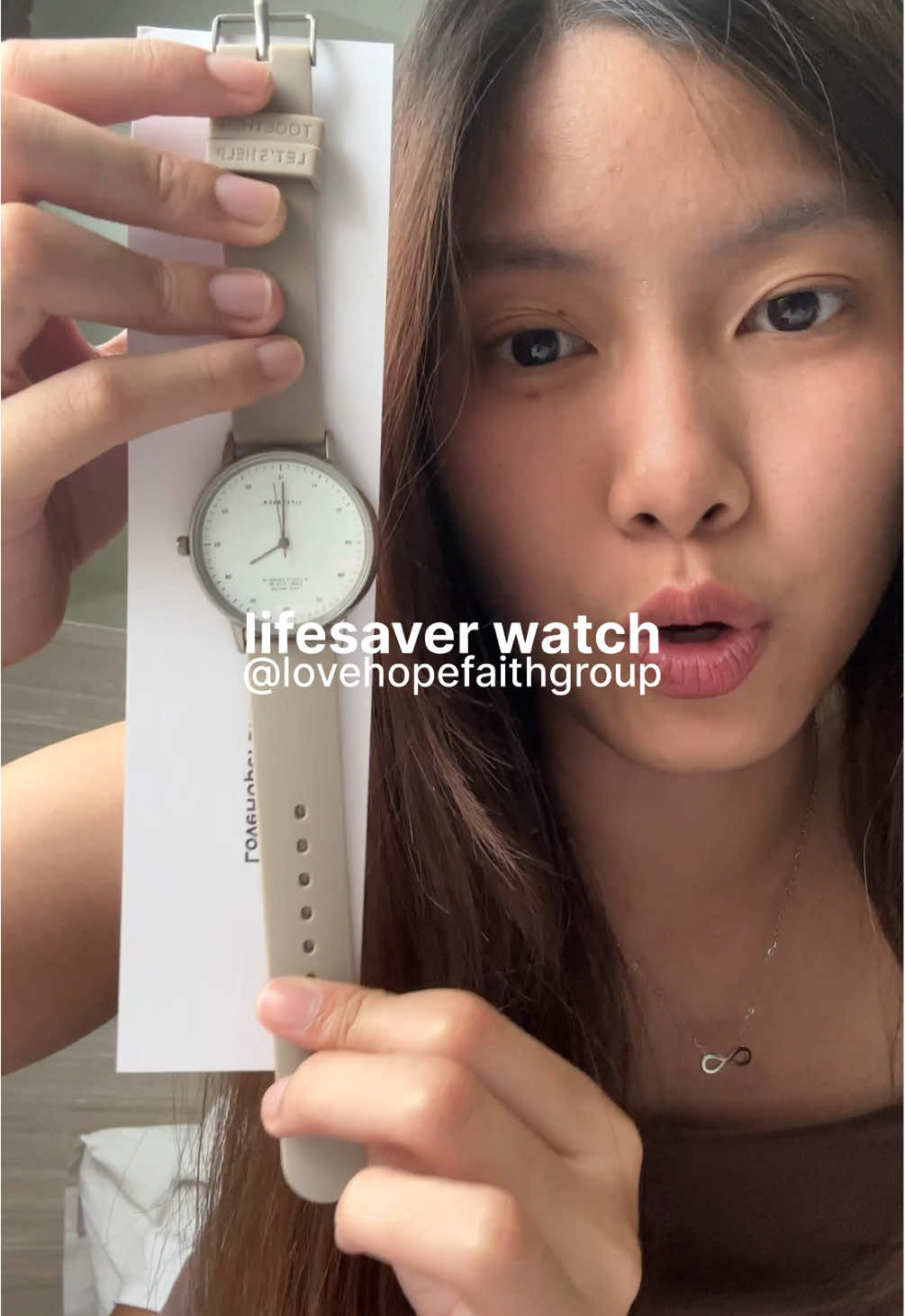 what better way to wear a watch? • check out @lovehopefaithgroup's lifesaver watch for ₱350, and 50% of net proceeds are donated directly to cancer patients 🫶🏻 wearing ours in beige & gray #unitedinhelpingcancerpatients #lovehopefaithgroup #lifesaverwatch 