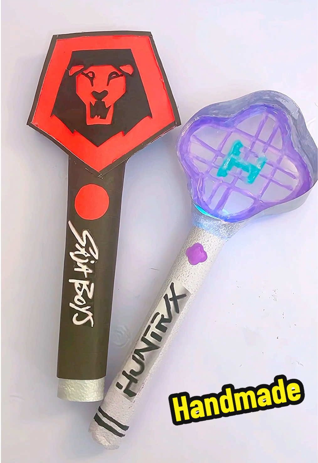 Handmade Kpop Demon Hunters + Saja Boys Lightstick ❤️ Watch the step-by-step tutorial on my YouTube! Link in bio🖇️ #kpopdemonhunters #sajaboys #DIY #fyp #papercraft 