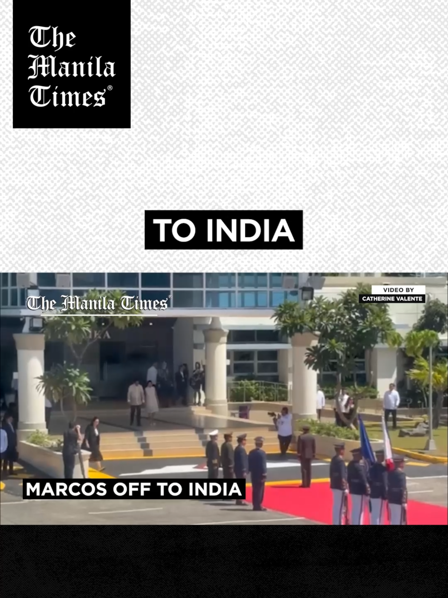 Marcos off to India President Ferdinand Marcos Jr. departs for India for a state visit from August 4 to August 8, 2025. He is accompanied by first lady Liza Araneta-Marcos. The trip caps the year-long celebration of the 75th anniversary of Philippines–India diplomatic relations. Executive Secretary Lucas Bersamin, Education Secretary Sonny Angara and Agrarian Reform Secretary Conrad Estrella 3rd were named as government caretakers while the President is away.  VIDEO BY CATHERINE VALENTE #TheManilaTimes #bbm #bongbongmarcos #india #fyp