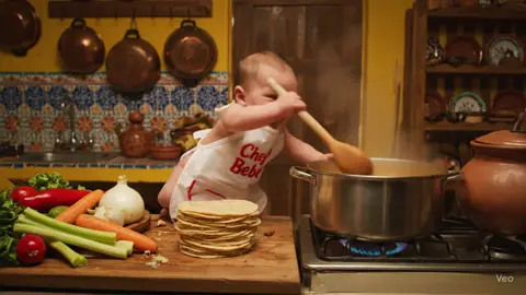 El niño chef #bebe #cocinando #caldodepollo 