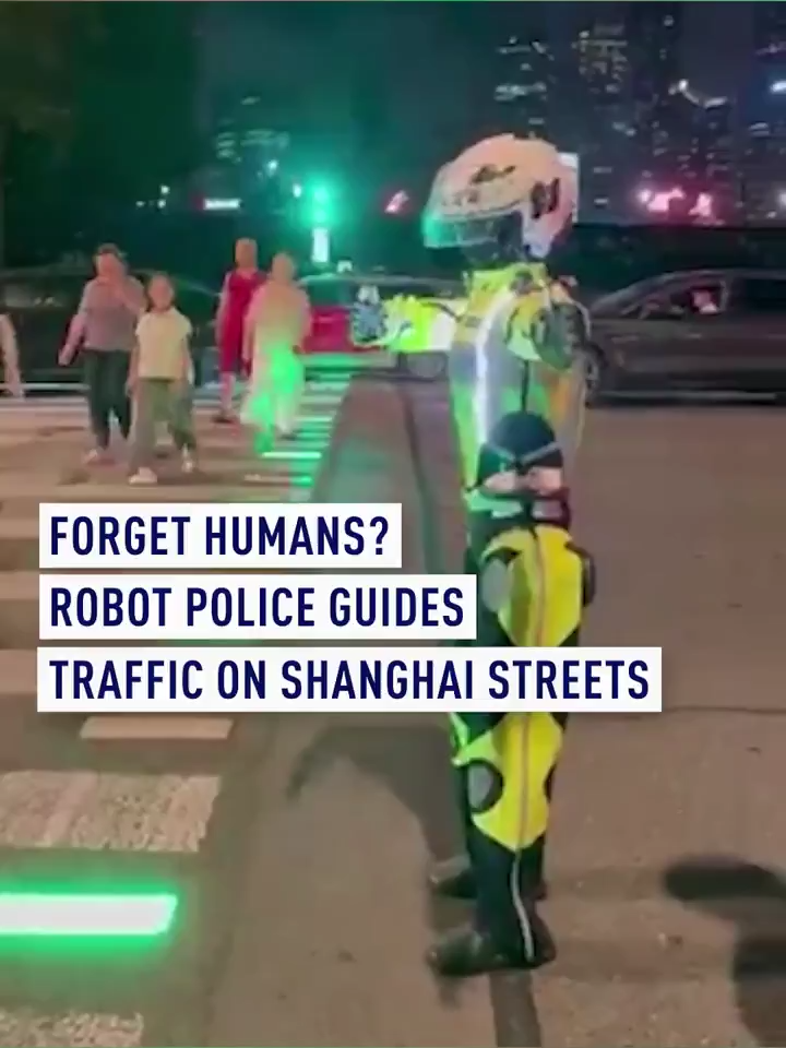 Robot police guides traffic on Shanghai streets
