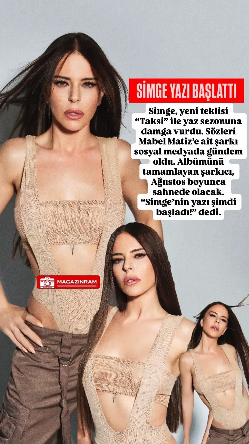 Simge, yeni teklisi “Taksi” ile yaz sezonuna damga vurdu. Sözleri Mabel Matiz’e ait şarkı sosyal medyada gündem oldu. Albümünü tamamlayan şarkıcı, Ağustos boyunca sahnede olacak. “Simge’nin yazı şimdi başladı!” dedi. #simge #simgesağın #taksi #magazinram #haber 