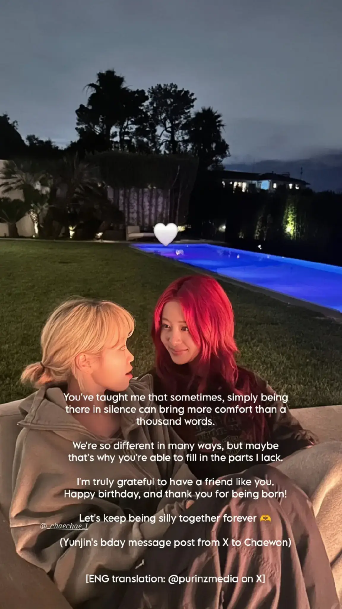 You don't get PURINZ, like I do. I kinda want what they have. Real close friendship. The way they complete each other despite having a lot of differences and still find ways to work things out. For more silly and wholesome bonding with these two besties along with other Fimmies 🫶 #purinz #chaewon #yunjin #lesserafim #kimchaewon #huhyunjin #bestfriend #friendship #besties #birthday #bff #relatable #trend #viral #kpopfyp #foryoupage #fyp 