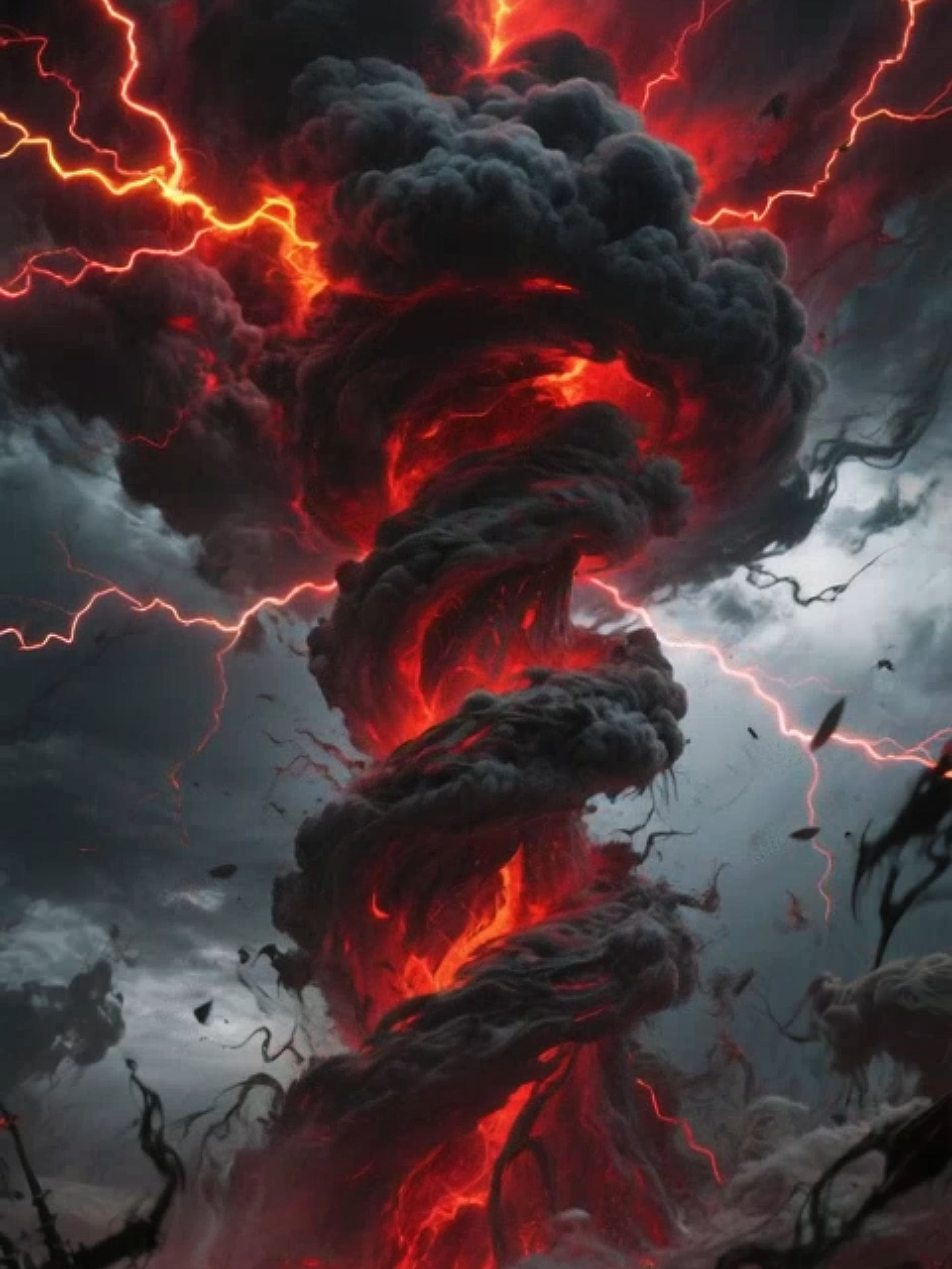 Live Wallpaper | Inferno Tornado #tornado #livewallpaper #inferno #apocalyptic #firestorm #lightning #darkfantasy #twister #aivideo #wallpapervideo #phonewallpaper