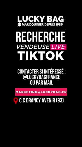 Passionnée de la mode, expériences en Ventes ? Contactez nous par mp ou par mail : marketing@luckybag.fr #recrutement #ugc #live #tiktokshopfrance 