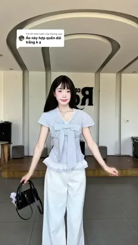 Trả lời @khong sao áo sơ mi thắt eo tôn dáng 😙🎀 #review #xuhuong #viral #fyp #aosomi 
