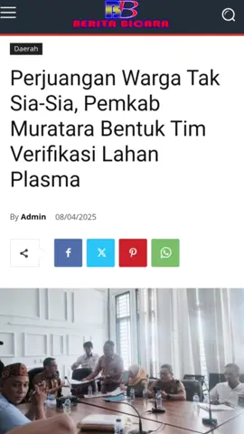 Muratara,-Pemerintah Kabupaten Musi Rawas Utara melalui Dinas Pertanian dan Perikanan memfasilitasi mediasi antara Forum Plasma 2937 dan PT. Dendy Marker Indah Lestari yang digelar di ruang rapat Bina Praja, Sekretariat Daerah Kabupaten Muratara, Senin (04/08/2025). Mediasi Verifikasi ini dihadiri oleh berbagai pihak, antara lain: Ir. Suhardiman, M.Si mewakili Pemerintah Kabupaten Musi Rawas Utara, Ade Meri Siswiani, SP., MP Kepala Dinas Pertanian dan Perikanan, Kapten Abas Mewakili Danramil 0406 MLM, Wahyu Mewakili Polres Muratara, Pranki Sumatupang Perwakilan PT.Dendy Marker Indah Lestari, Muzani Perwakilan Forum Plasma 2937 maupun masyarakat lainya. 