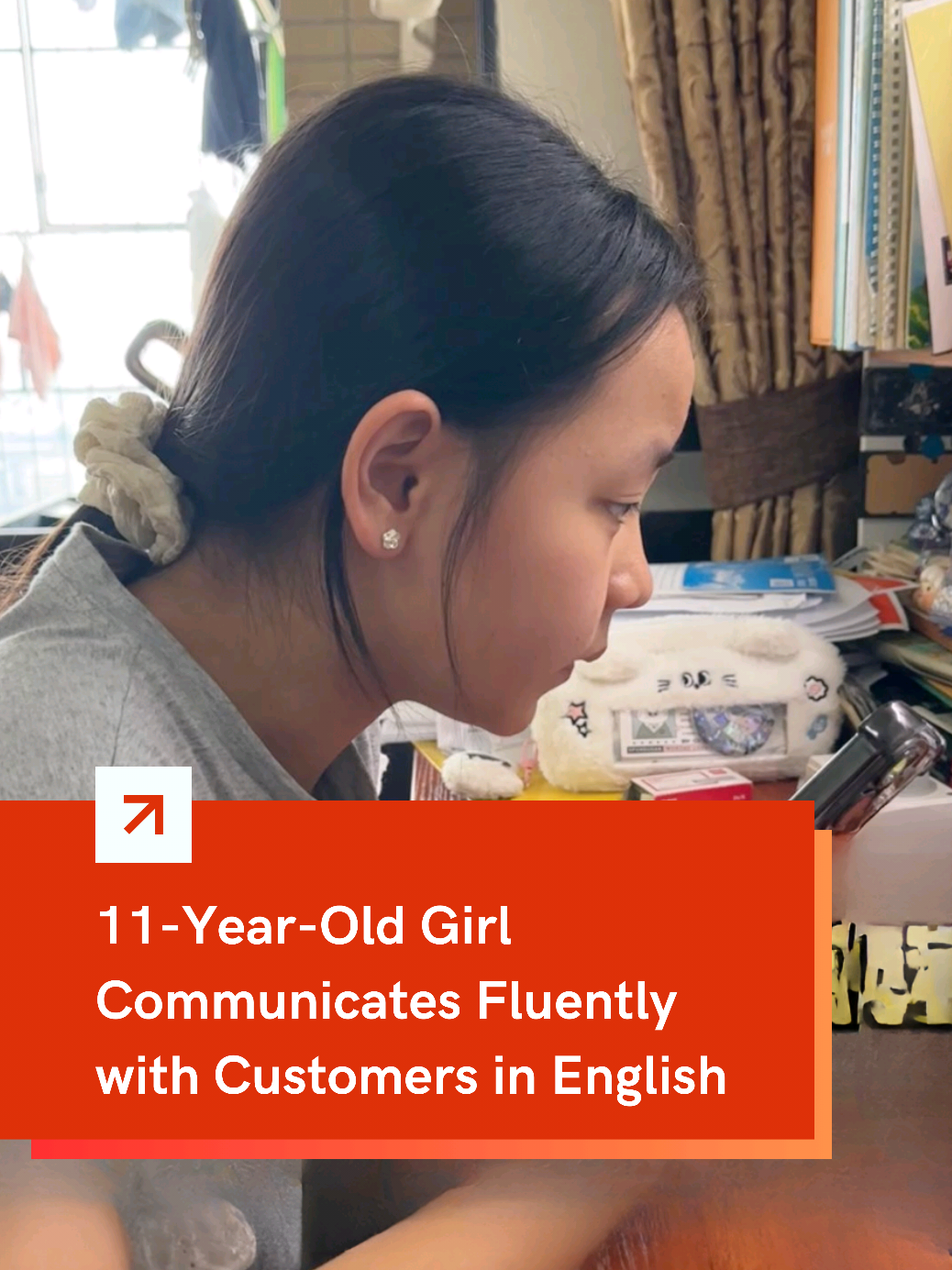 An 11-year-old #girl in #China impresses everyone by confidently speaking #English with customers! 🗣️🌟 #Bilingual #English #language