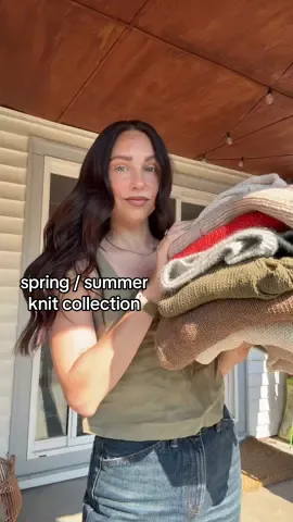 spring / summer knit collection try-on ✨ #knittok #knittingtiktok #knit #knitting #knitter #knittersoftiktok #knittingmachine #yarnlovers #yarnaddict #yarntok #yarn #knitcollection #summerknits #springknits #knitsweater #petiteknit #novemberknits #mftknitwear #myfavouritethingsknitwear 