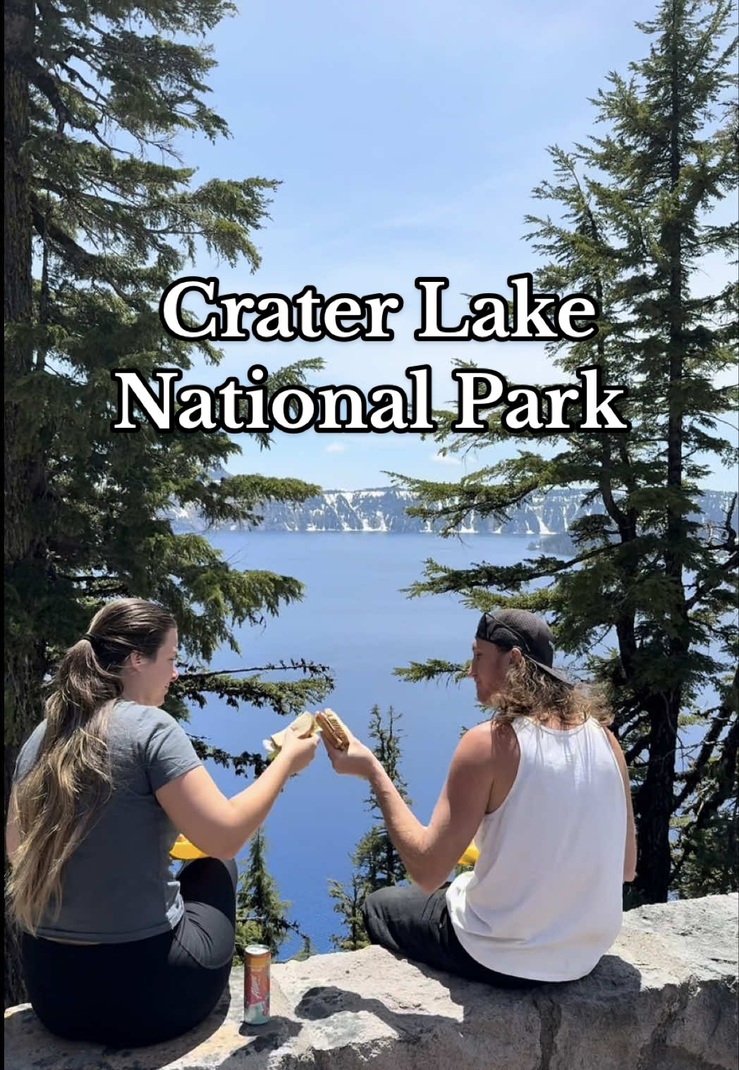 what a pinch me moment!!! living a nomadic lifestyle isn’t always easy, but experiencing places like this sure makes it all worth it 🚌💛 & I swear, food always taste better with a good view haha 🥪👏🏼😁  #craterlake #nationalpark #traveltok #travellife #travelbucketlist #travelcouple #naturetok #nomad #vanlife #buslife #skoolie #camperlife #rvlife #roadtrip #fyp 