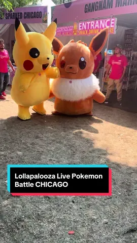 Only in Chicago can people convince the photo opp to turn into a live Pokémon battle 🤣 I felt bad for eevee 🥲 #pokemon #lollapalooza #pokemonbattle #pikachu ##eevee #pokemonbattles #lollapaloozachicago #livepokemonbattle #chicago