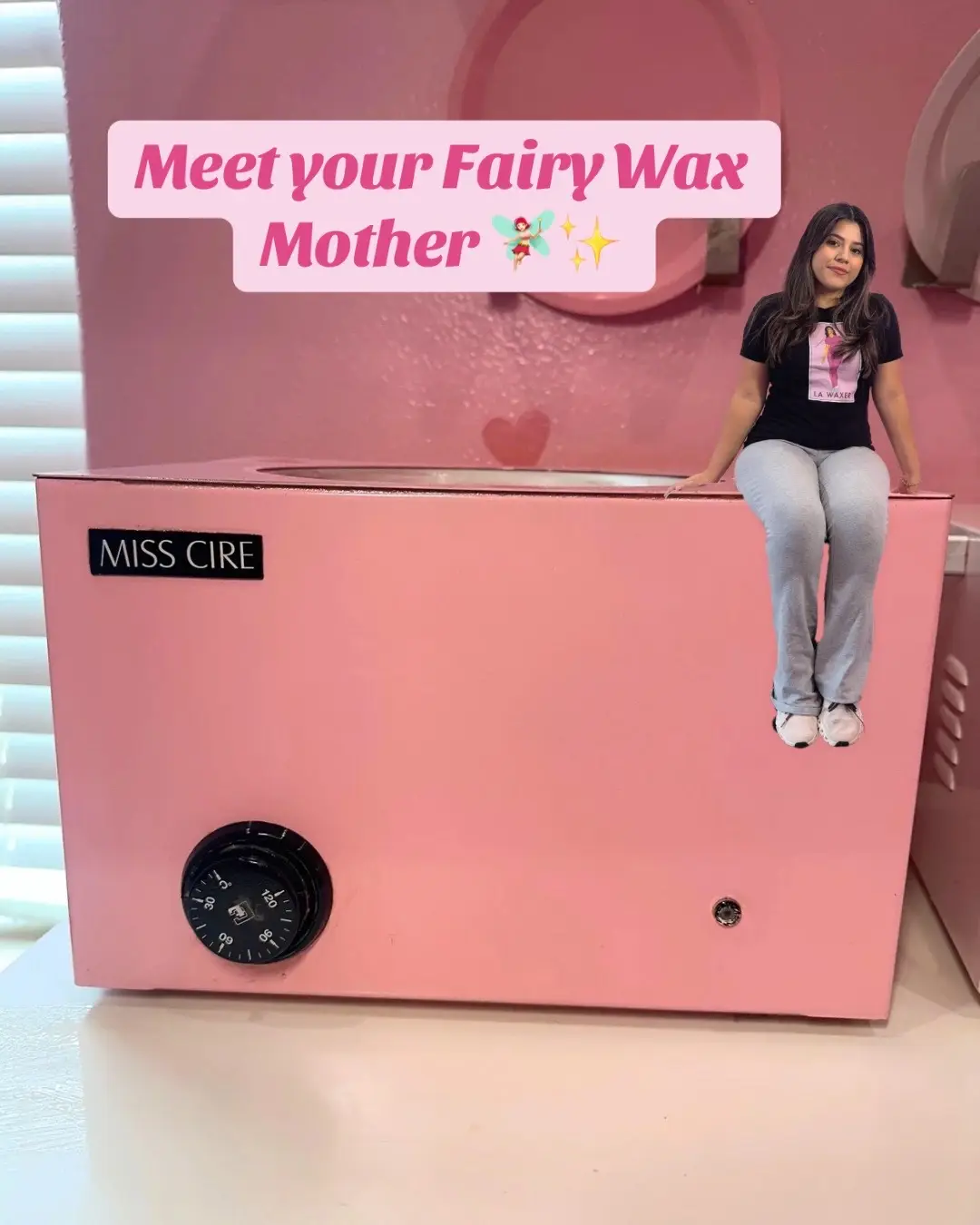 Had to jump on this cute trend 🩷 imagine being this little for a day. Come wax with me! @MissCire Pink Wax Pot  @Fur You Body Care Fur Oil  @Zandi Land Products Fav product shelf  And my treatment room 💅🏼 if you are in the Houston area, book with your girl 😍
